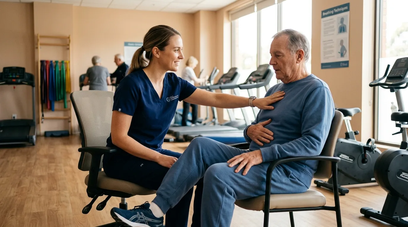 Rééducation respiratoire avec exercices de respiration diaphragmatique pour la BPCO