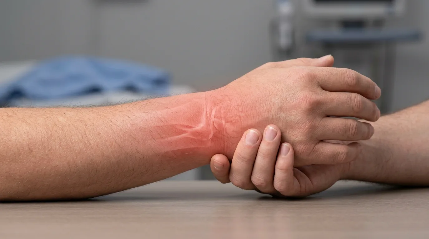 Douleur et gonflement du poignet évoquant une fracture osseuse