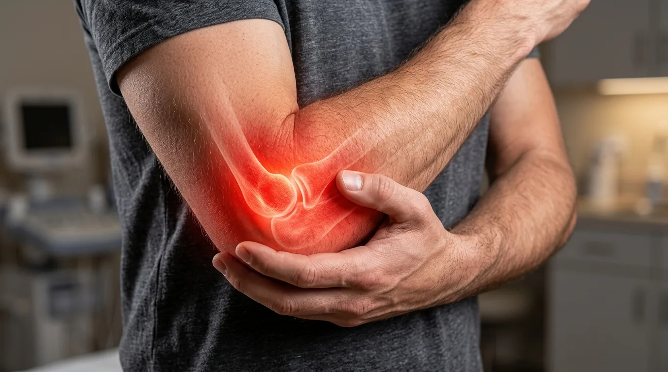 Coude douloureux maintenu en flexion après une luxation du coude