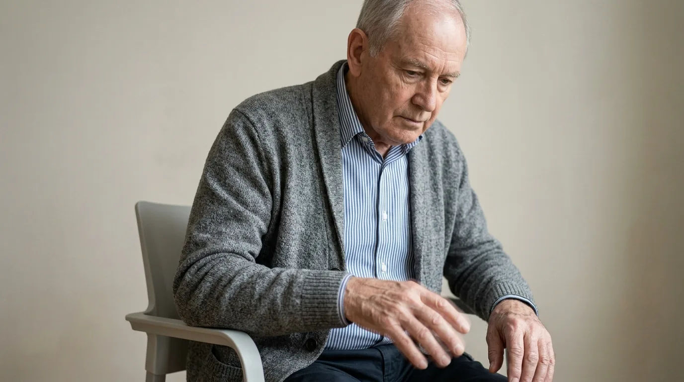 Posture voûtée et tremblement de repos typiques de la maladie de Parkinson