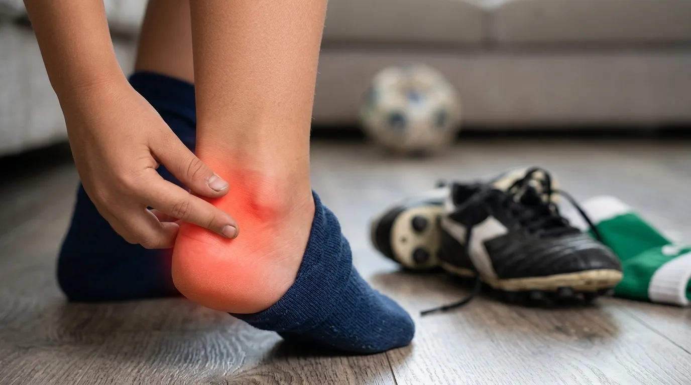 Douleur du talon chez l'enfant sportif caractéristique de la maladie de Sever