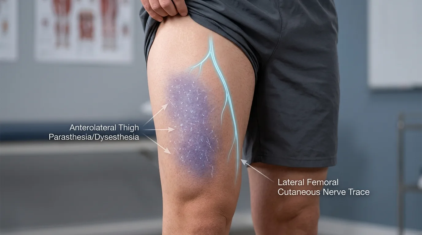 Zone de fourmillements sur la face antérolatérale de la cuisse - méralgie paresthésique