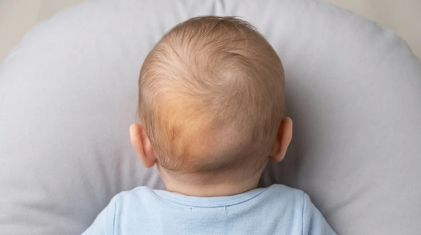 Aplatissement asymétrique du crâne du bébé - plagiocéphalie positionnelle