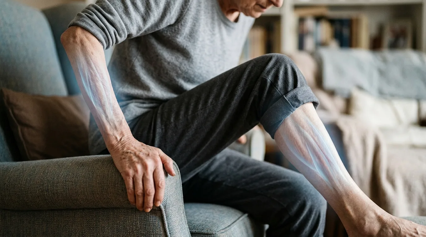 Perte de masse musculaire visible chez la personne âgée - sarcopénie