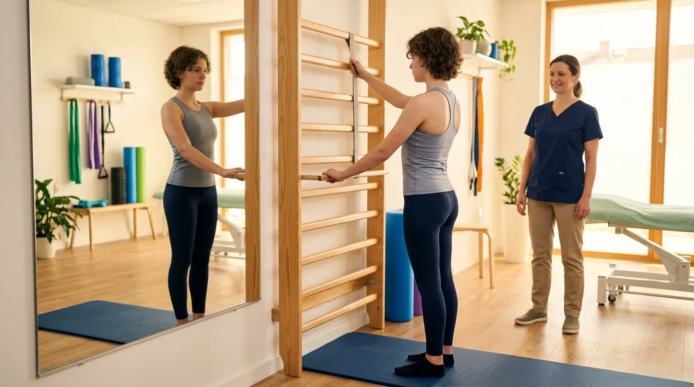 Adolescent faisant des exercices de correction posturale pour la scoliose