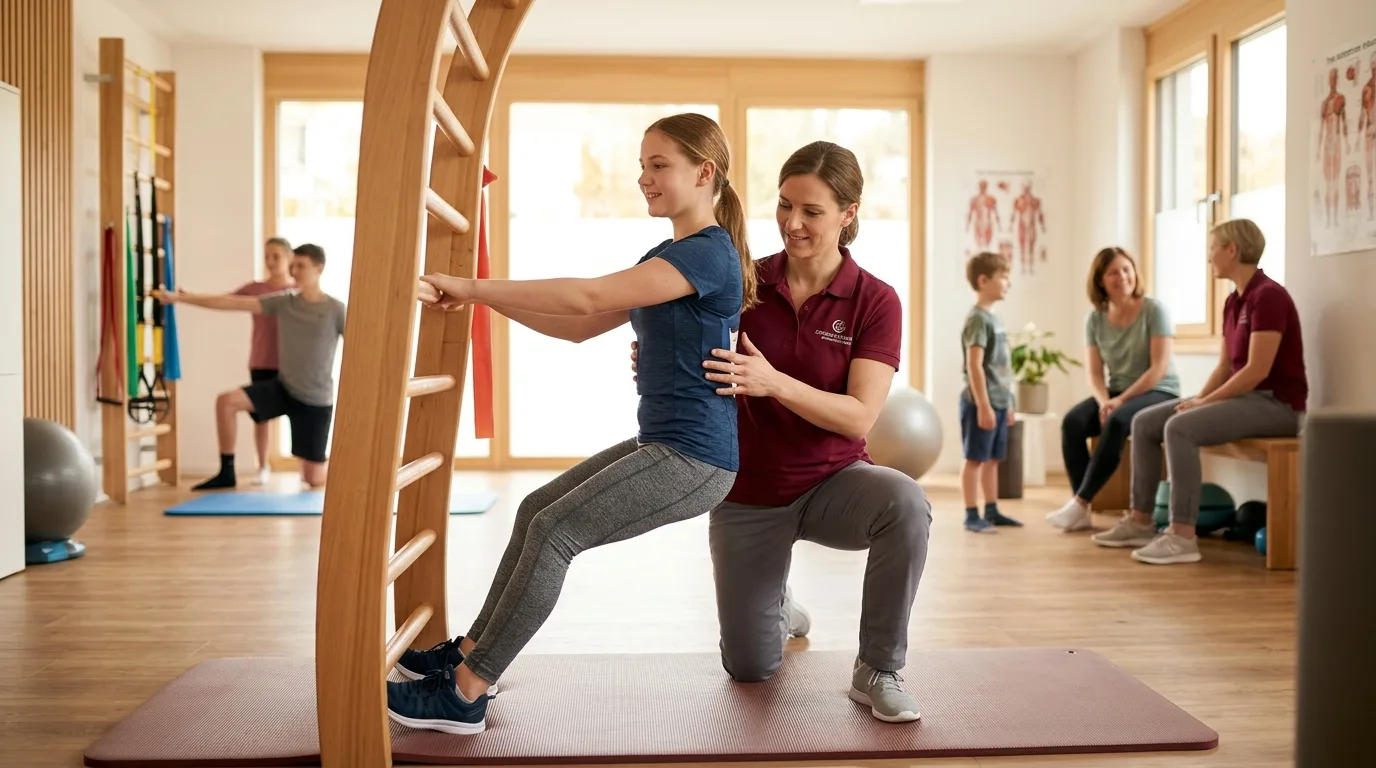 Adolescent faisant des exercices de Schroth pour la scoliose thoracique