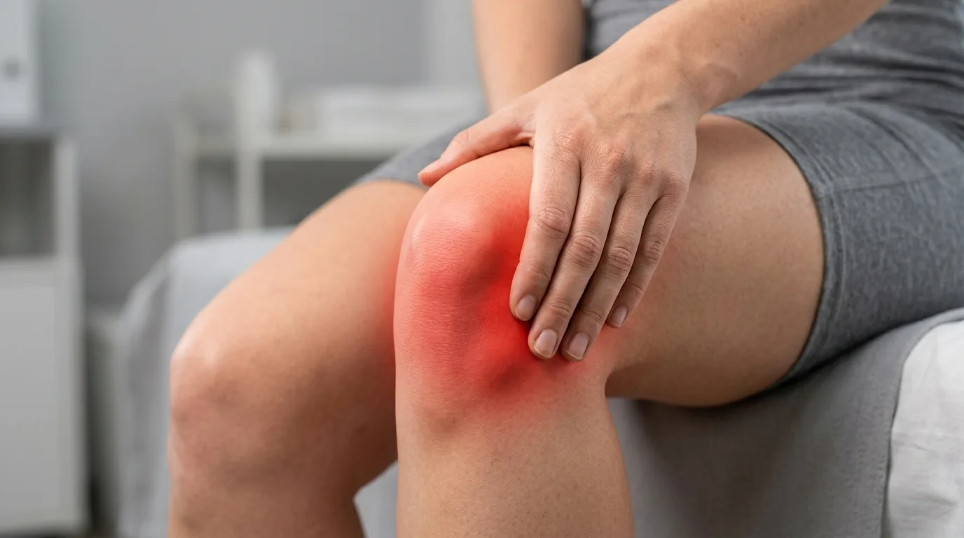 Douleur autour de la rotule typique du syndrome fémoro-patellaire