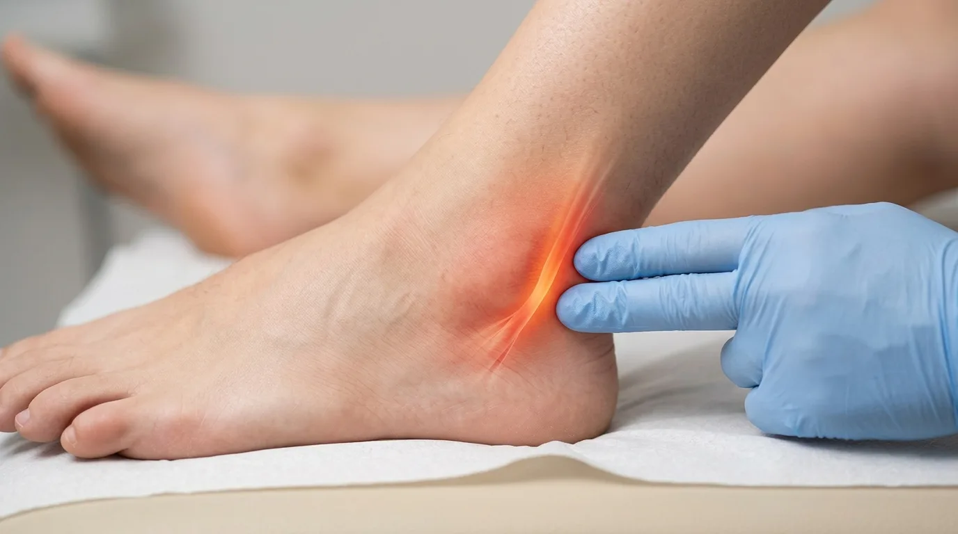 Douleur derrière la malléole externe causée par une tendinopathie des fibulaires