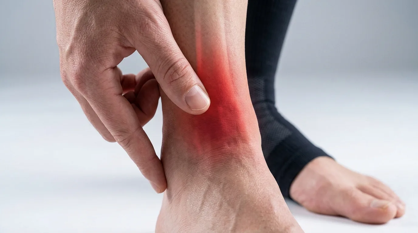 Douleur sur le devant de la cheville causée par une tendinopathie du tibial antérieur