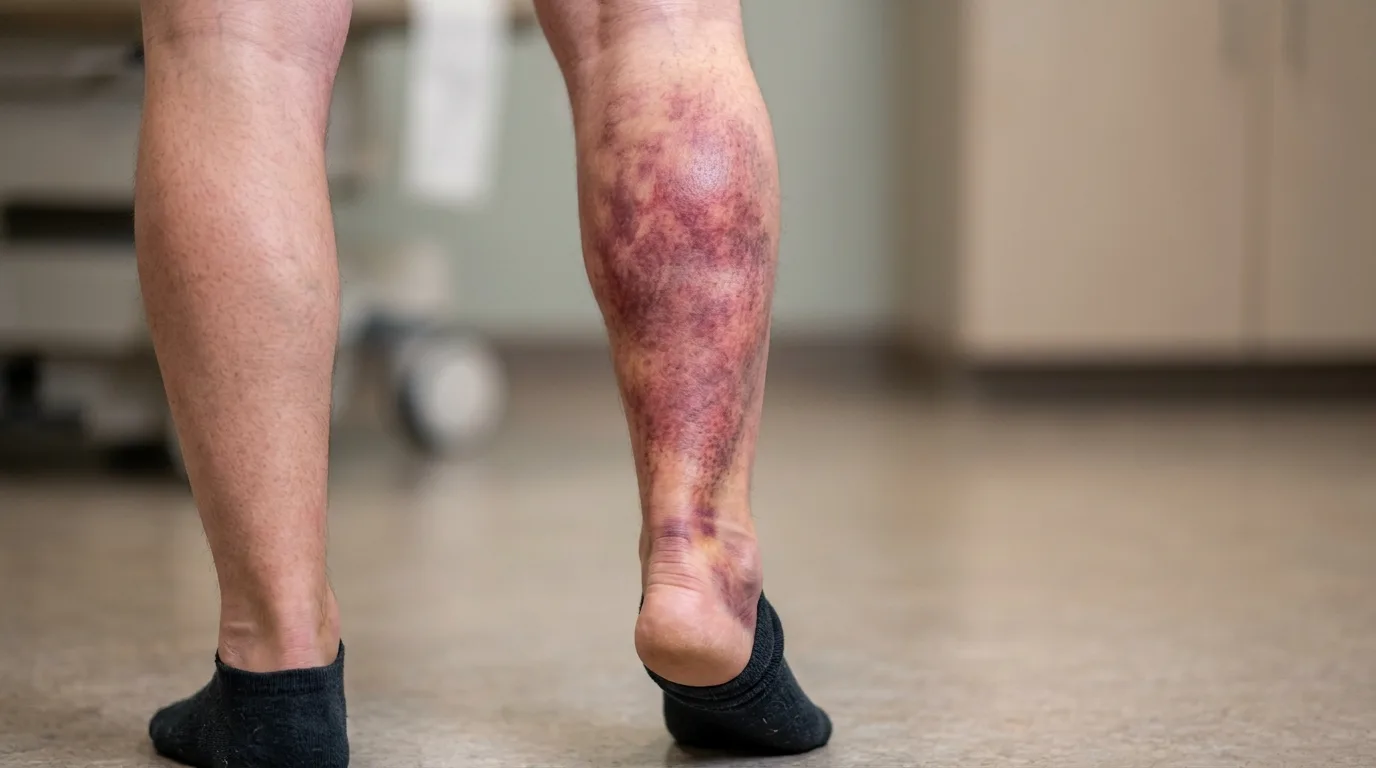 Douleur aiguë et ecchymose du mollet typique du tennis leg
